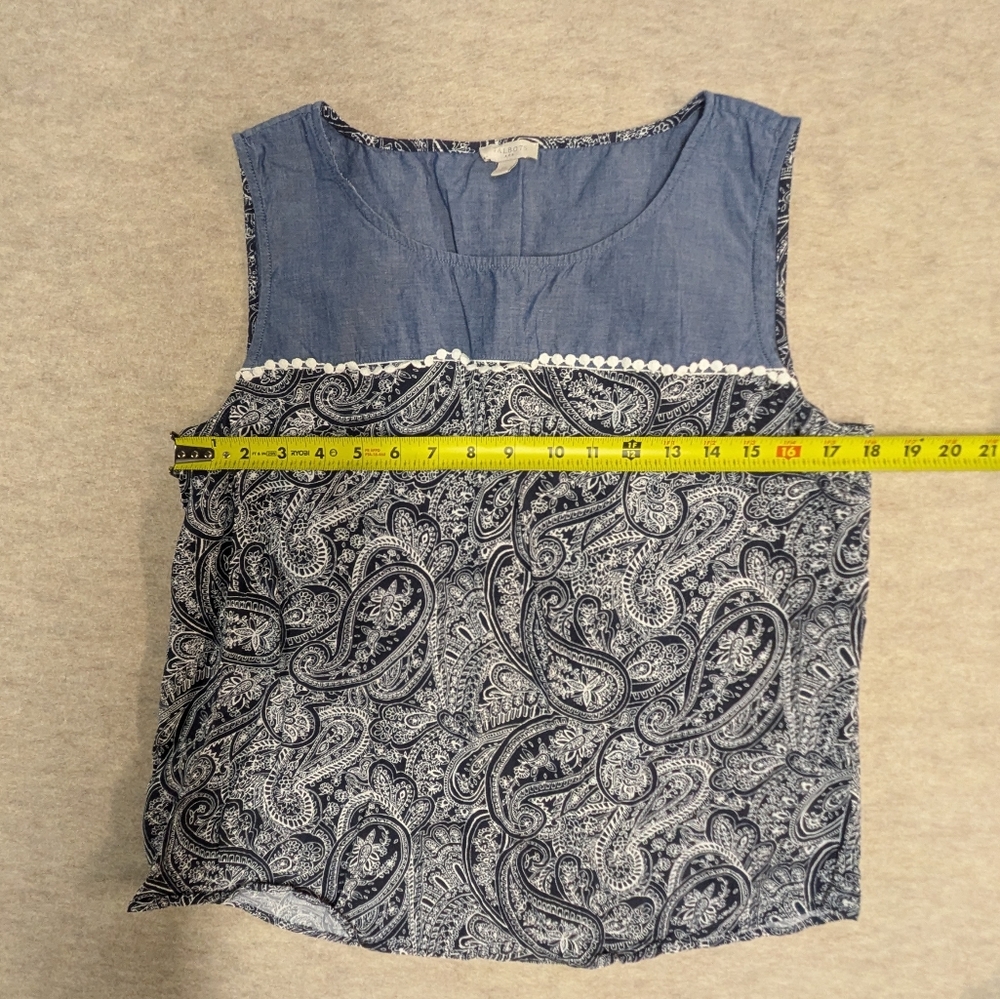 Lot Set Of 3 Sleeveless Talbots Flowy Tank Tops Shades Of Blue & White Size M - Picture 2 of 13